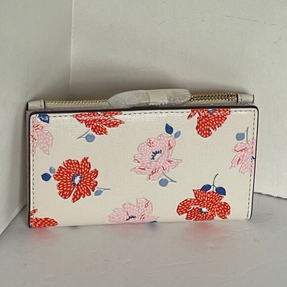 Kate Spade Morgan Dotty Floral Slim Bifold Wallet ID Womens Leather White ORGPKG - Picture 3 of 8